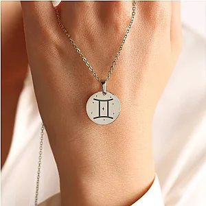Προσωποποιημένο Κολιέ - Σύμβολο Ζωδίου Δίδυμοι (Ατσάλι/Ασήμι)