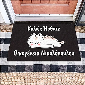 Πατάκι Εισόδου με Επιγραφή - Σχέδιο "Καλώς Ήρθατε" με Γάτα — προβολή 1