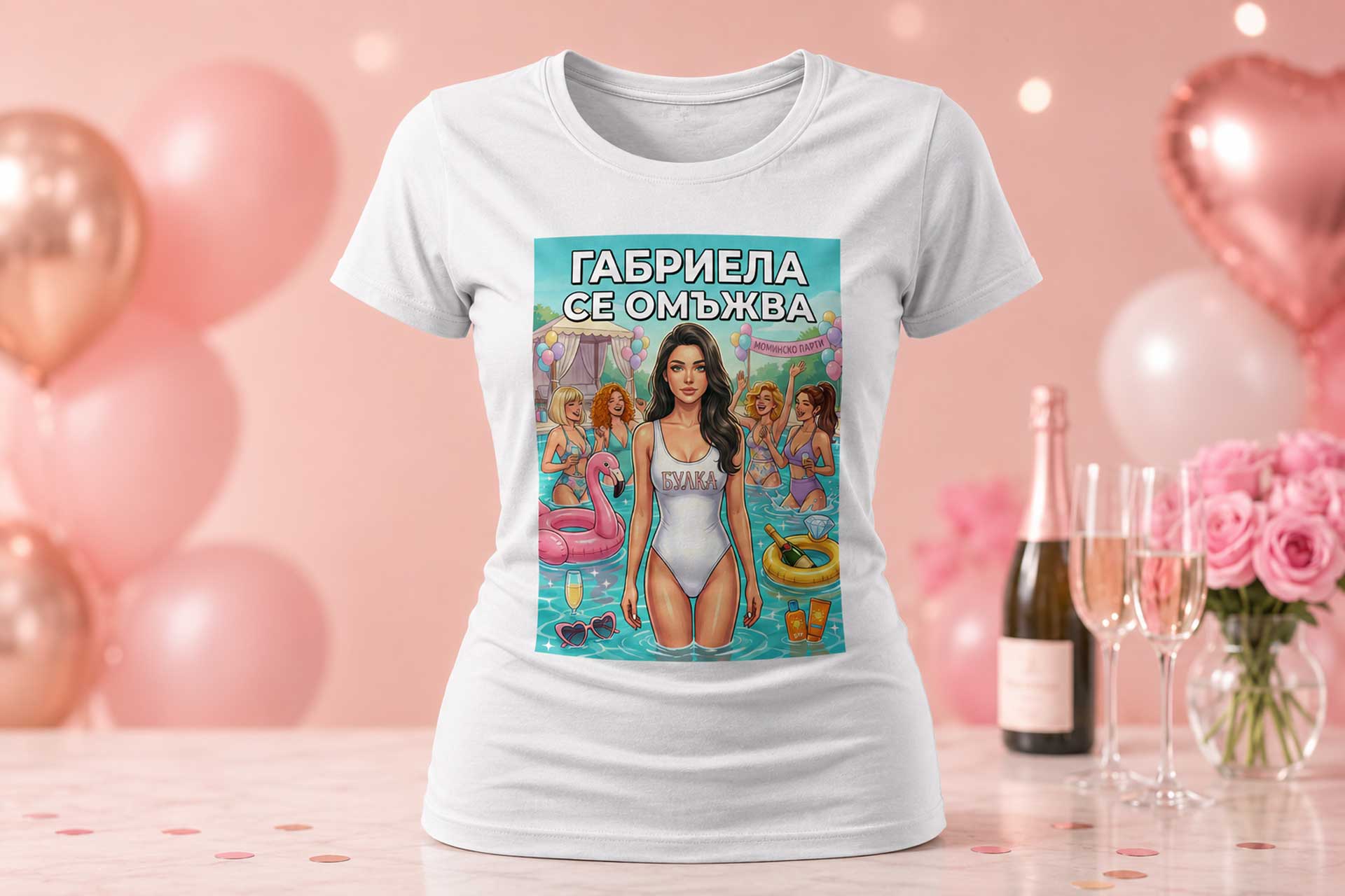 Μπλουζάκι για Μπάτσελορετ Πάρτι με AI Σχέδιο