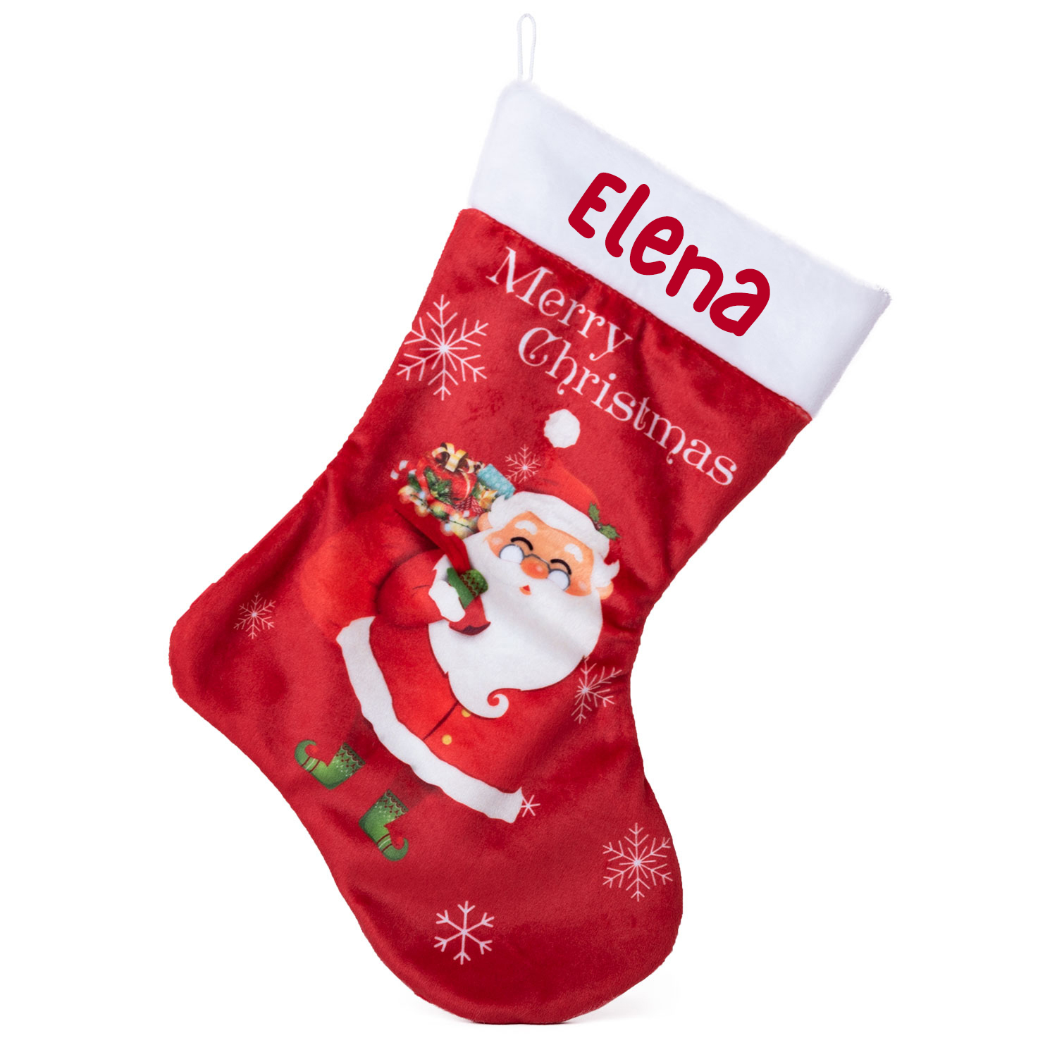 Χριστουγεννιάτικη Κάλτσα Άγιος Βασίλης (Merry Christmas) με Επιγραφή