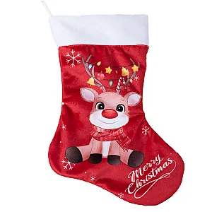 Χριστουγεννιάτικη Κάλτσα με Ελάφι Merry Christmas με Επιγραφή — προβολή 2